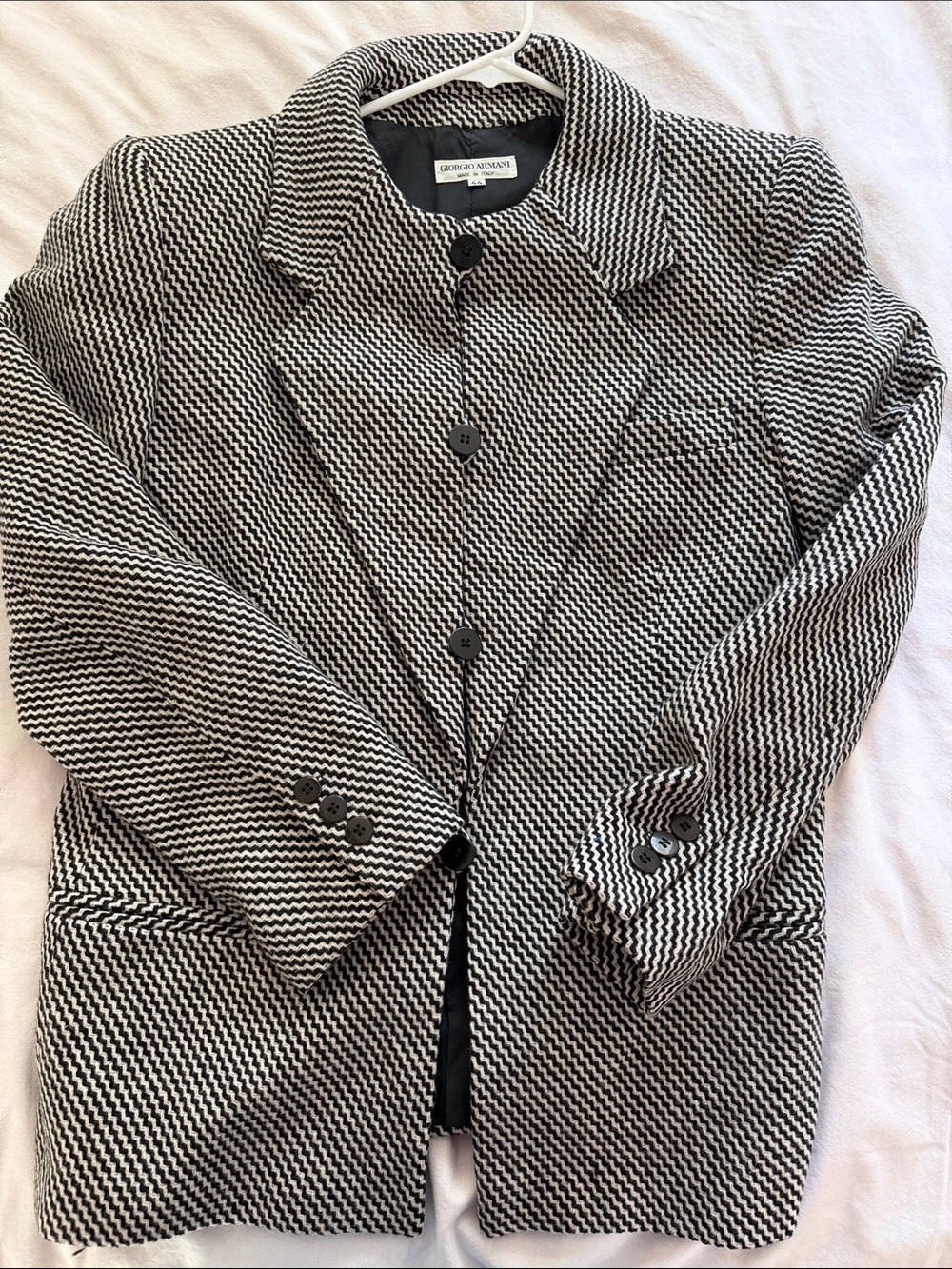 Giorgio Armani Black and White Textured Blazer Jacket